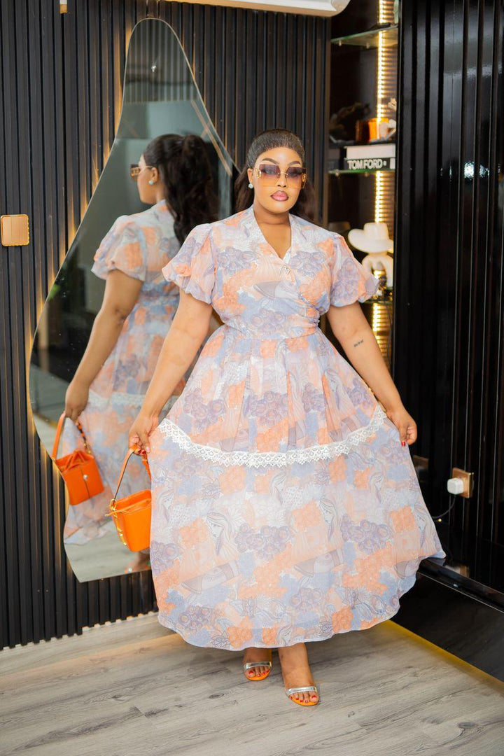 Plus Size Multi Color Evening Dress for Women