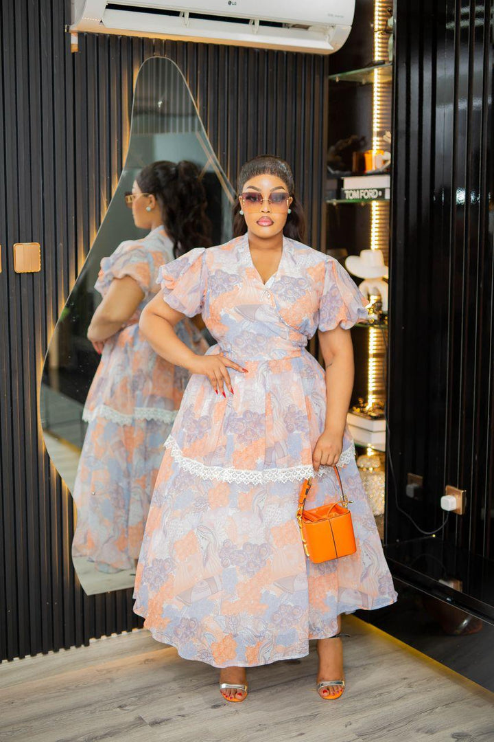 Plus Size Multi Color Evening Dress for Women