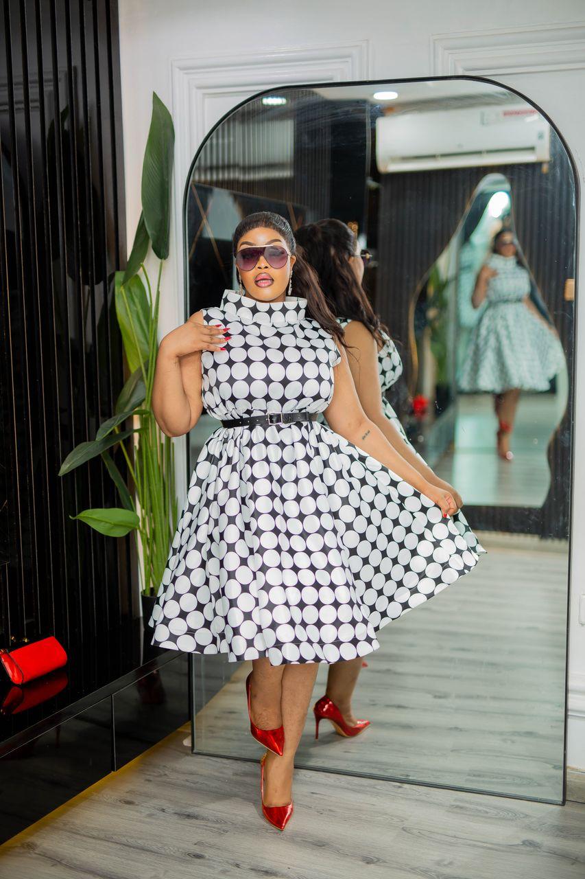 Plus Size Black White Evening Dress for Women
