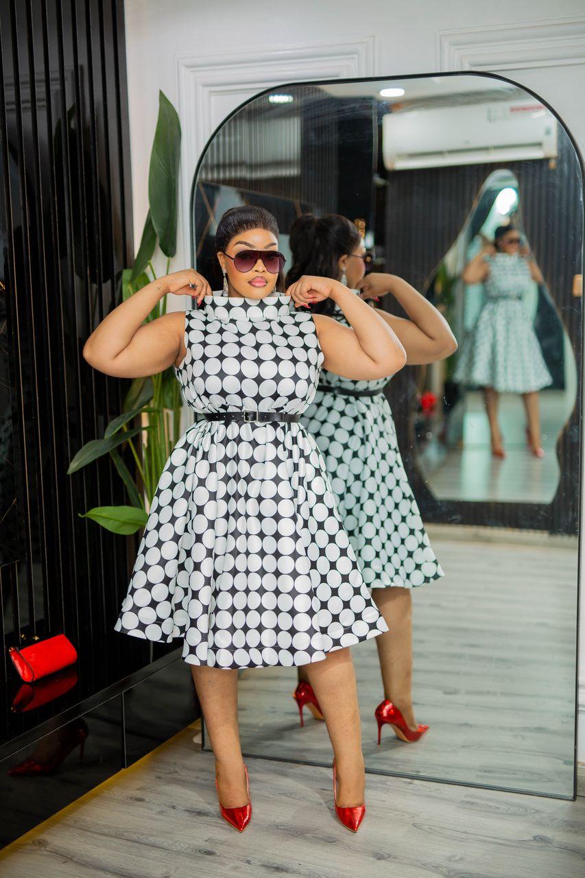 Plus Size Black White Evening Dress for Women