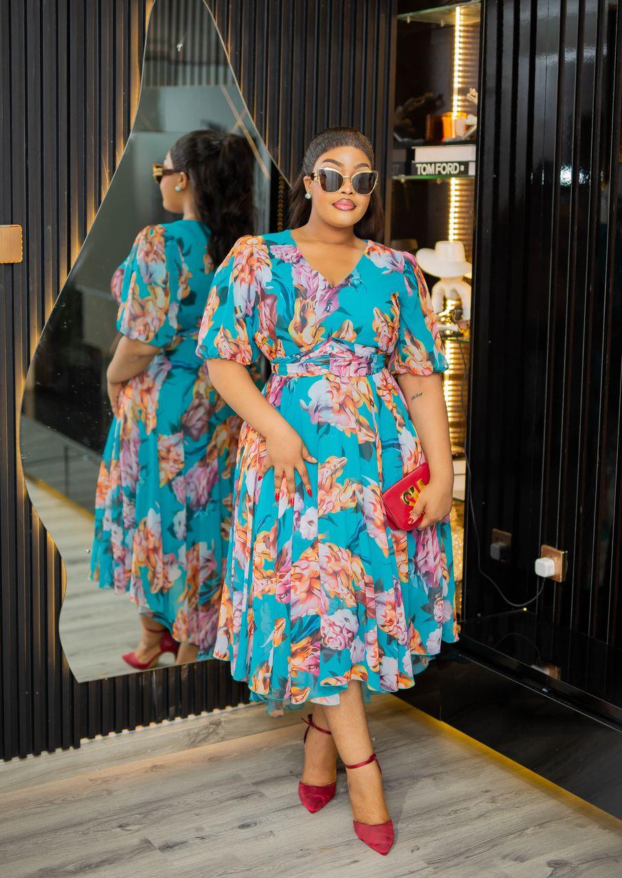 Plus Size Blue Evening Dress for Women