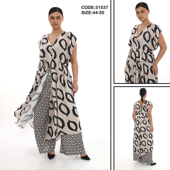 Plus Size Beige Black Evening Dress for Women