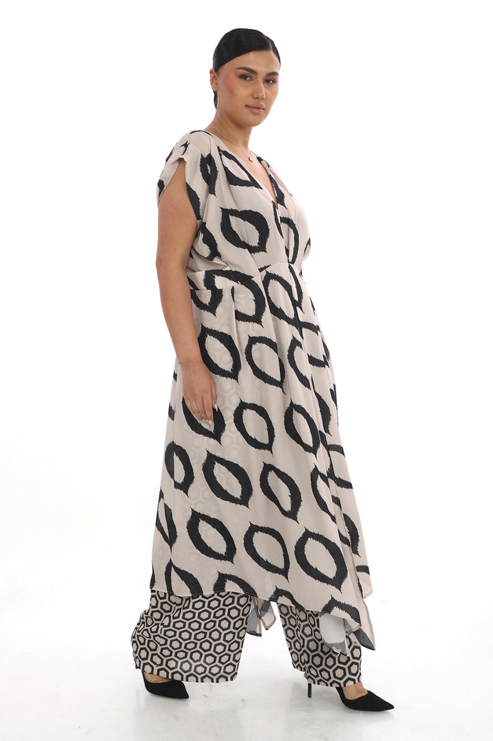 Plus Size Beige Black Evening Dress for Women