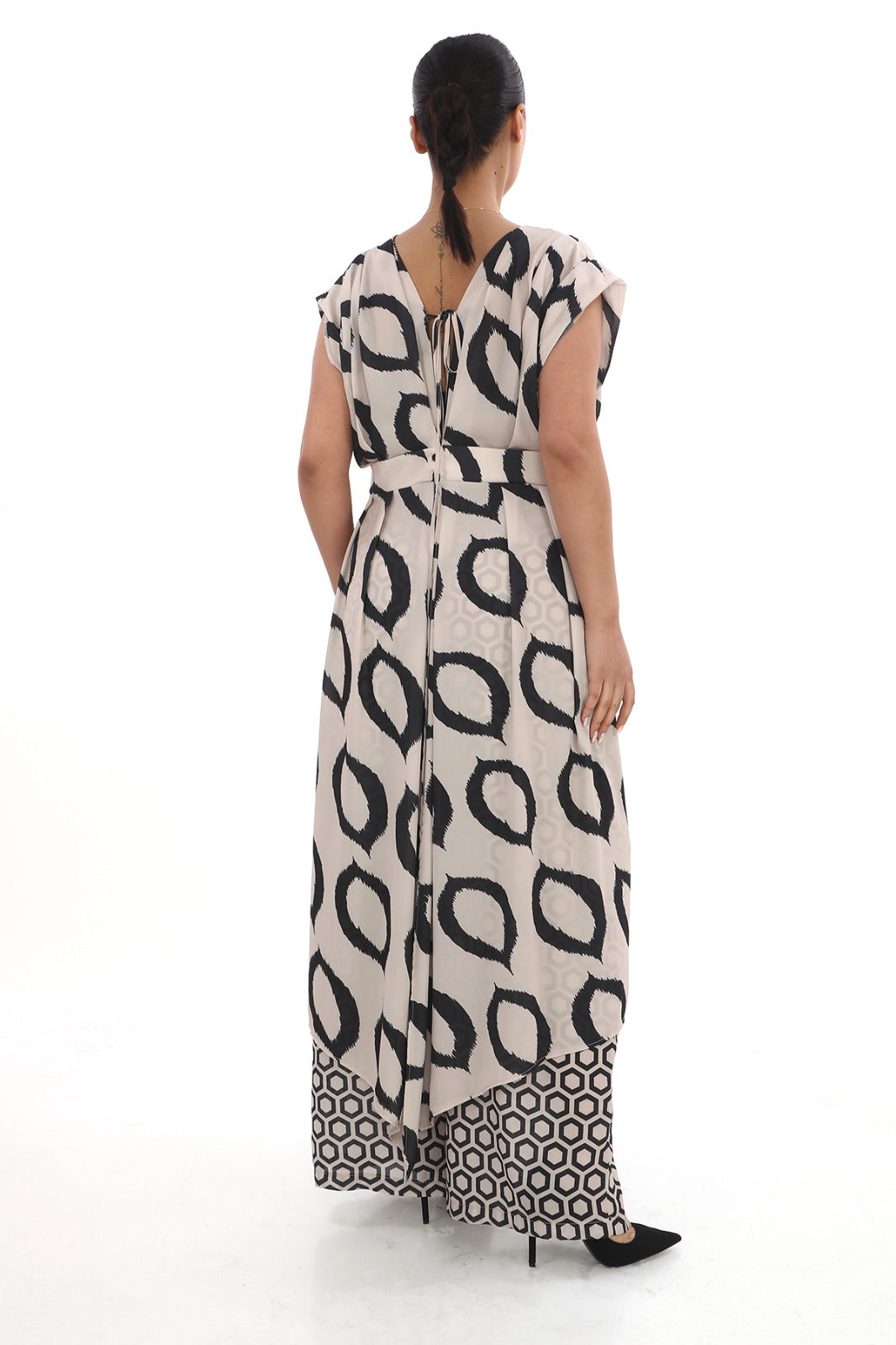 Plus Size Beige Black Evening Dress for Women