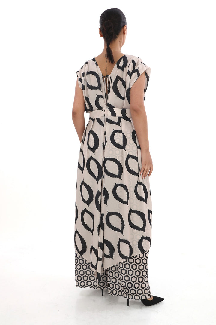 Plus Size Beige Black Evening Dress for Women