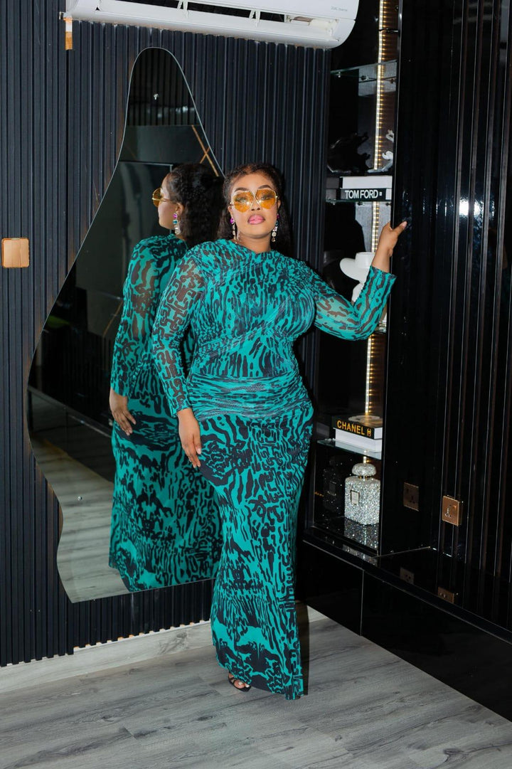 Plus Size Green Evening Dress for Women
