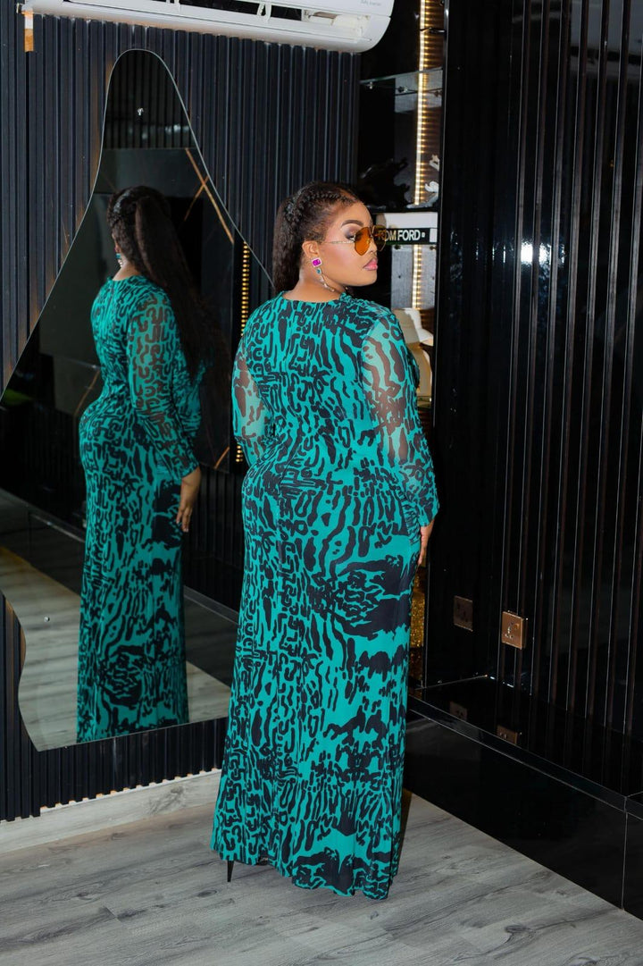 Plus Size Green Evening Dress for Women