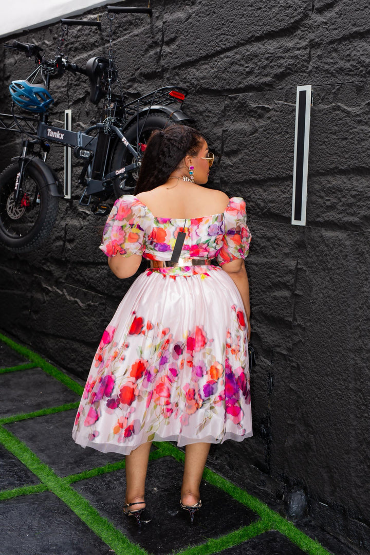 Plus Size Pink Floral Evening Dress for Women