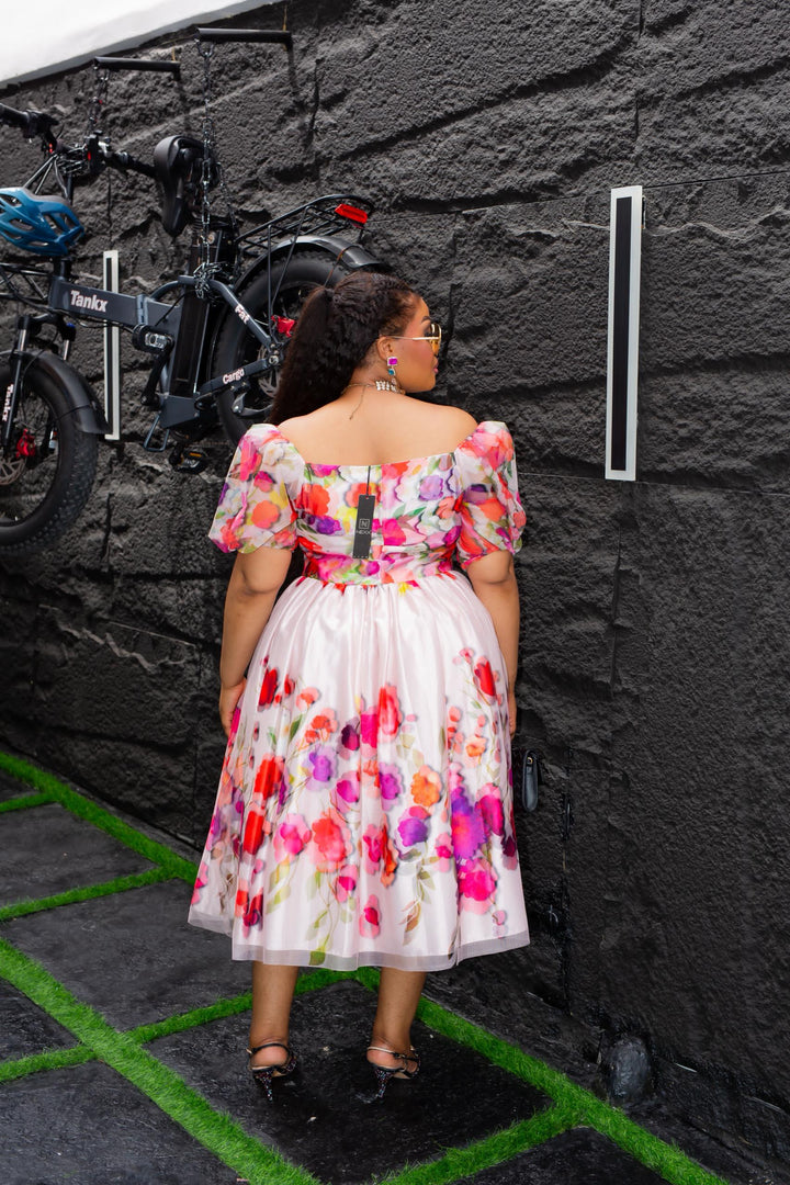 Plus Size Pink Floral Evening Dress for Women