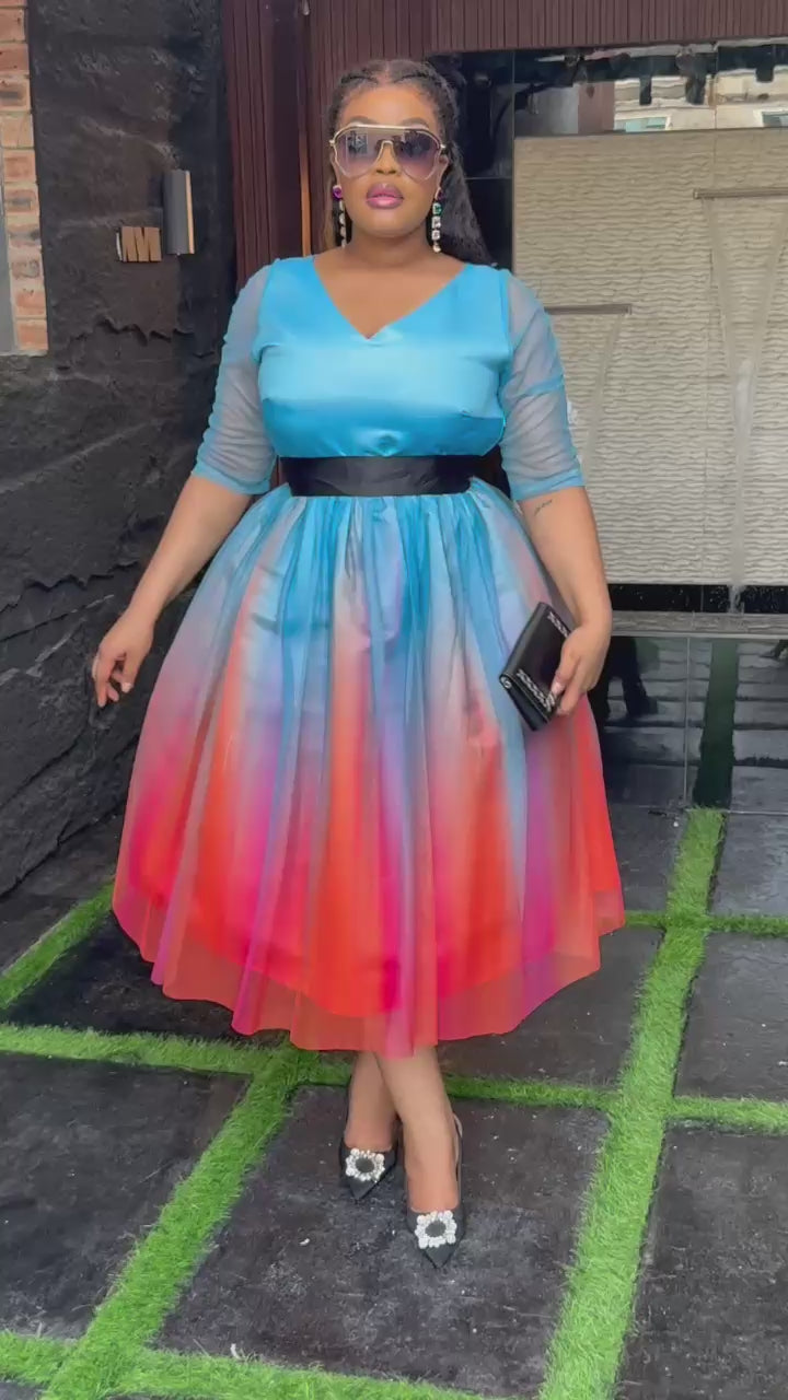 Plus Size Blue Evening Dress for Women