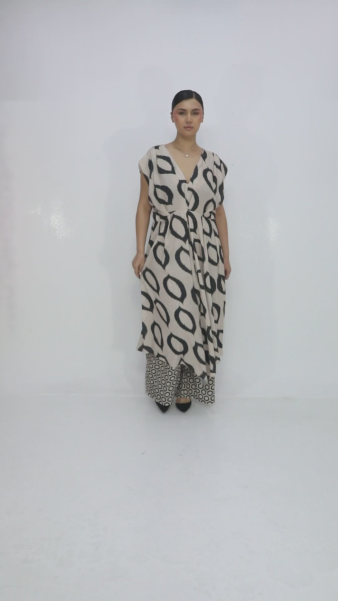 Plus Size Beige Black Evening Dress for Women