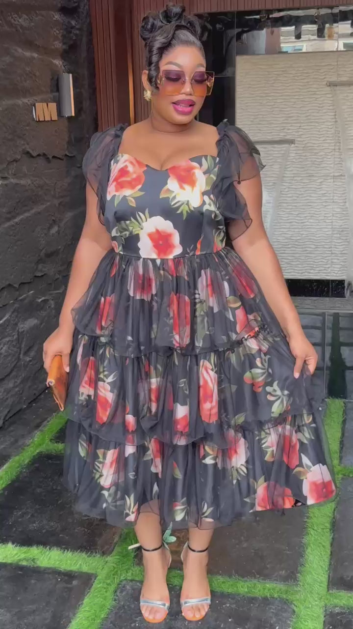 Plus Size Black Evening Dress for Women