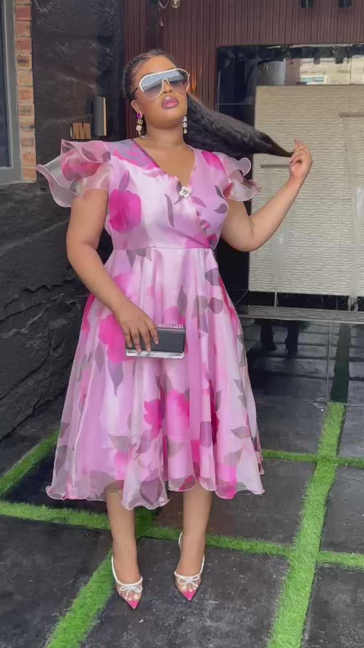Plus Size Pink Evening Dress for Women