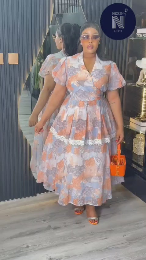 Plus Size Multi Color Evening Dress for Women
