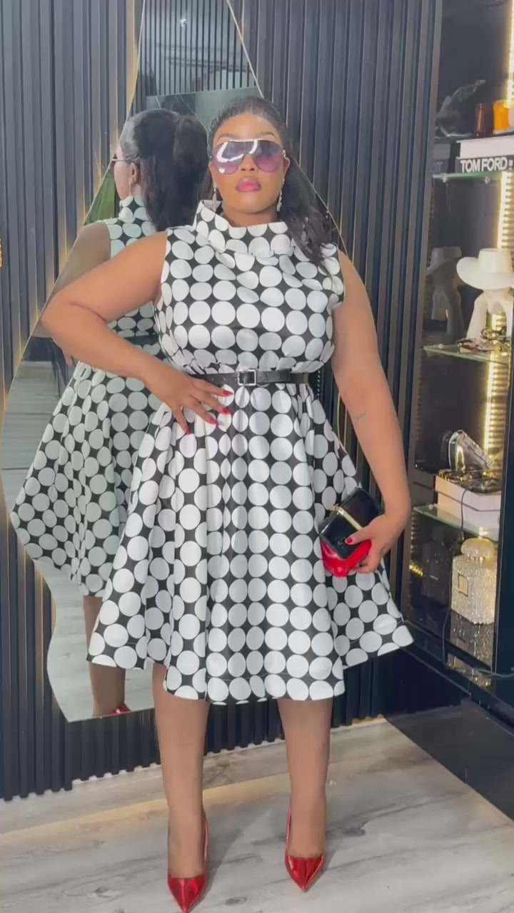 Plus Size Black White Evening Dress for Women