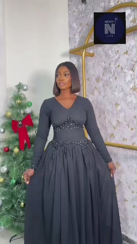 Plus Size Black Evening Dress for Women